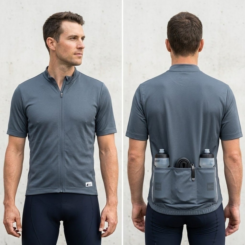 Mountain Equipment Company Cycling Jersey Mens Large Blue Full Zip Short Sleeve